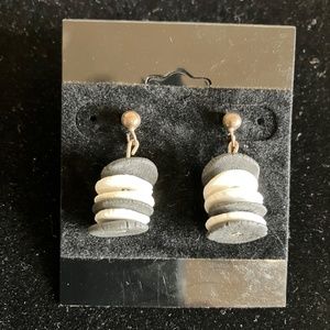 Handcrafted Black & White Post Earring